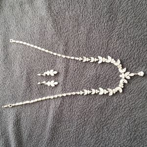 Silver & "Diamond" Necklace & Earrings